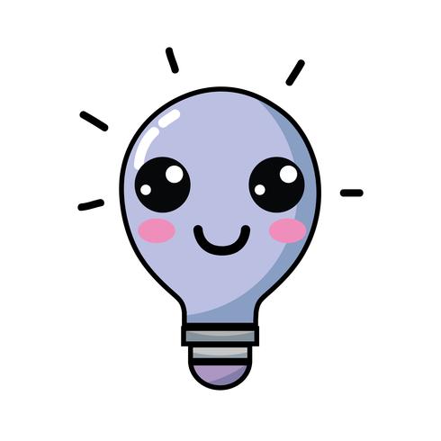 idea feliz bombilla kawaii vector