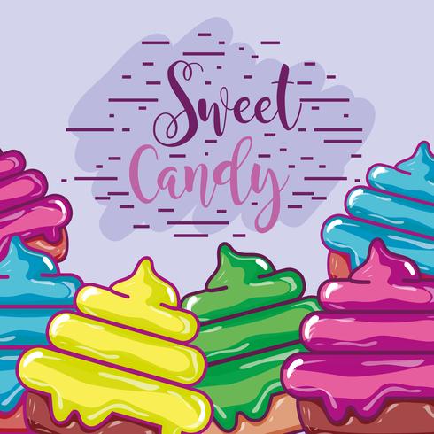 delicious sweet candy background design vector