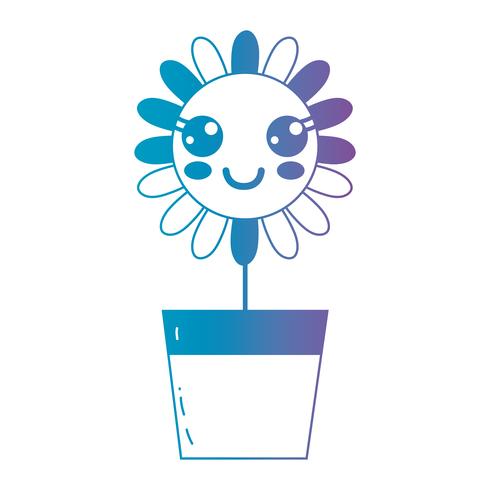 line kawaii cute happy flower vector