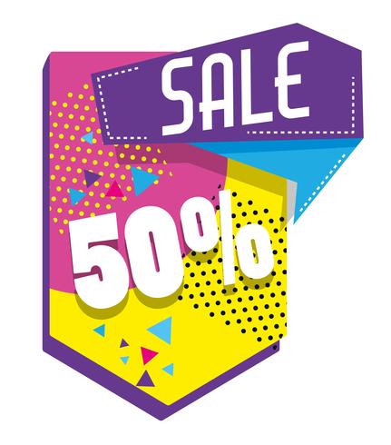 Mega sale discounts poster memphis style vector