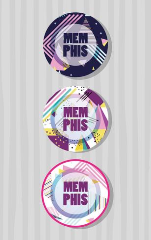 Hello memphis round templates vector