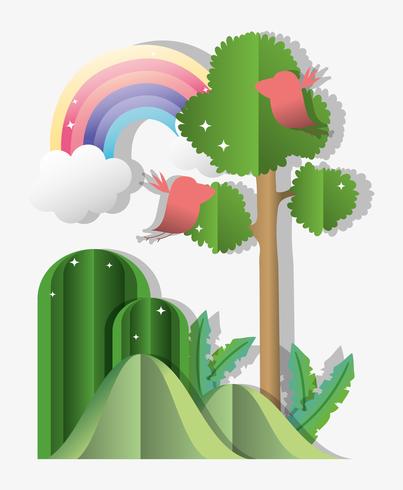 Paper art forest vector