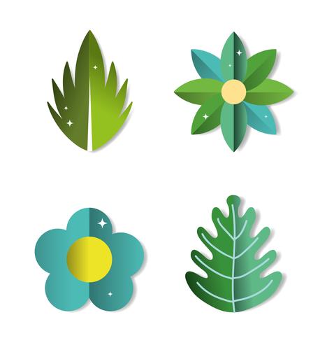 Set of paper art icons vector