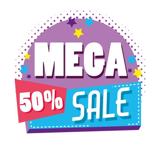 Mega sale pop art poster vector