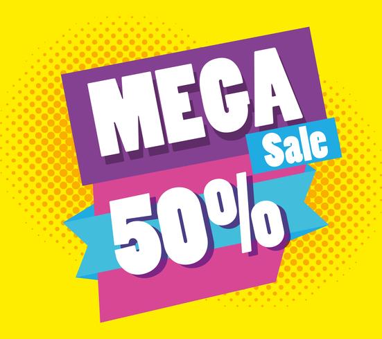 Mega sale discounts poster memphis style vector