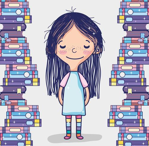 Cute girl with books vector