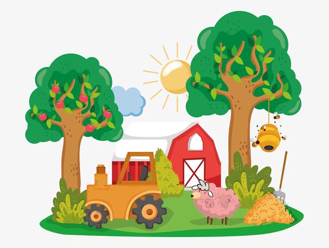 Farm cute cartoons vector