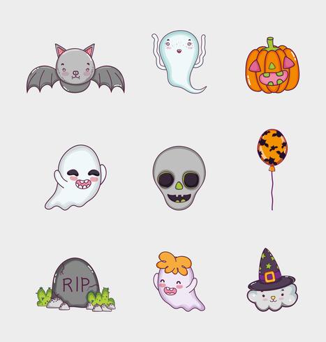 Conjunto de dibujos animados de halloween vector