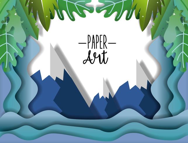 Paisaje de papel arte vector