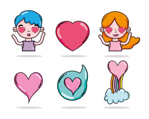 Set of cute cartoons vector