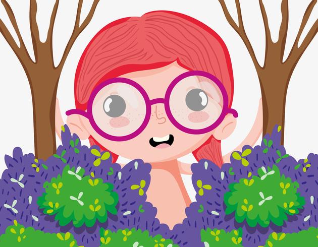 Hermosa chica en el bosque vector