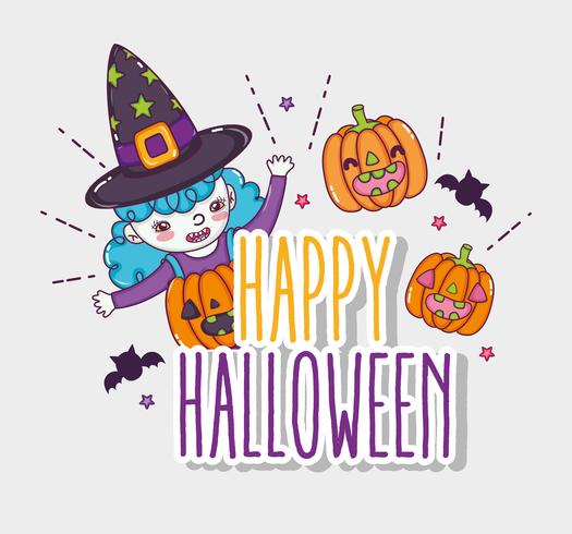 Feliz tarjeta de dibujos animados de halloween vector