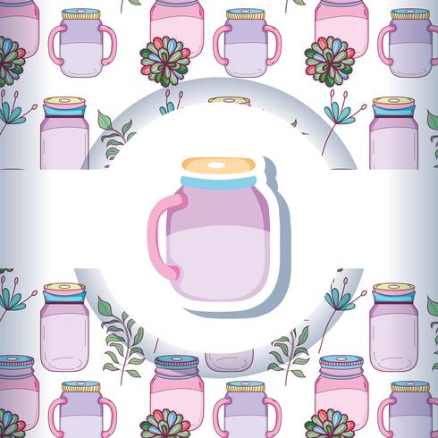 Mason jar with pattern background vector