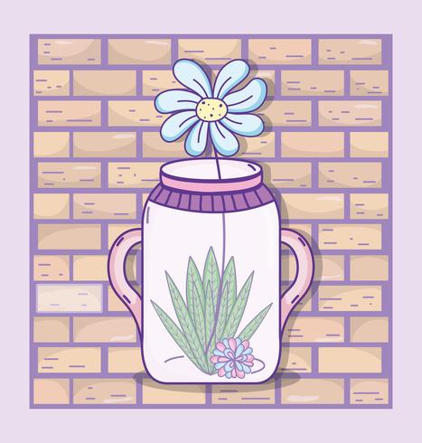 Garden mason jar cartoon vector