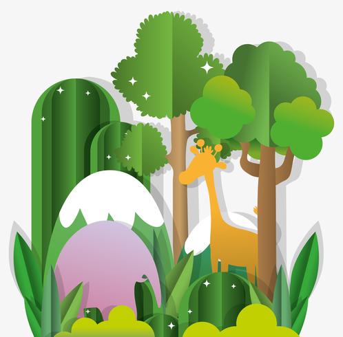 Paper art nature cartoons vector