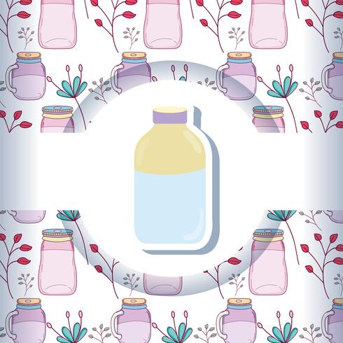 Mason jar with pattern background vector