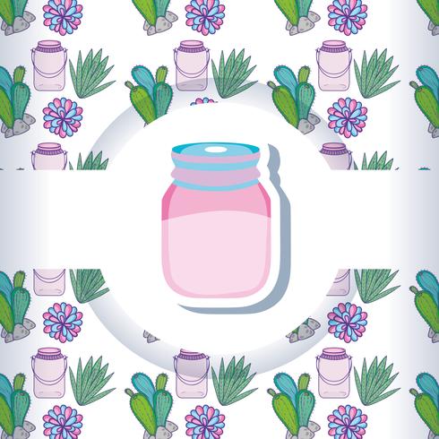Mason jar with pattern background vector