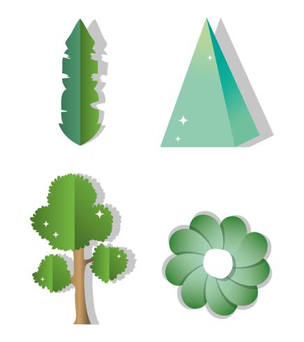 Set of paper art icons vector