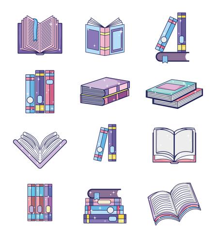 Conjunto de libros de magia vector