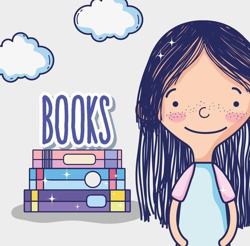 Cute girl with books vector