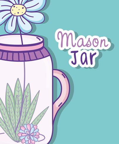 Garden mason jar cartoon vector