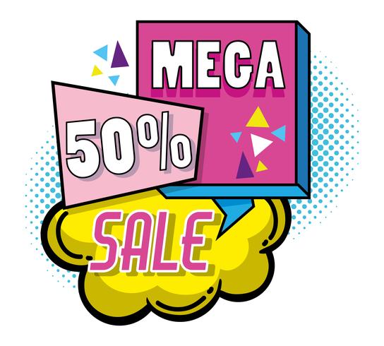 Mega sale pop art poster vector