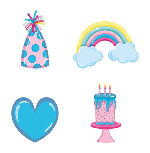 Set of birthday icons vector