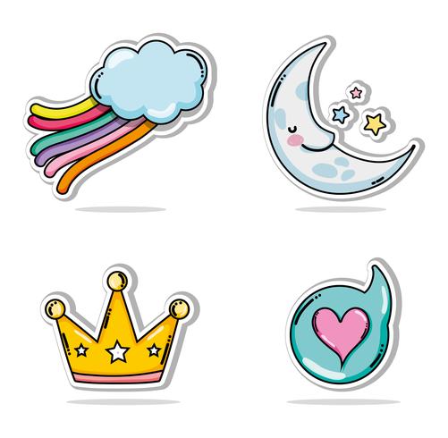 Set of cute and lovely cartoons vector