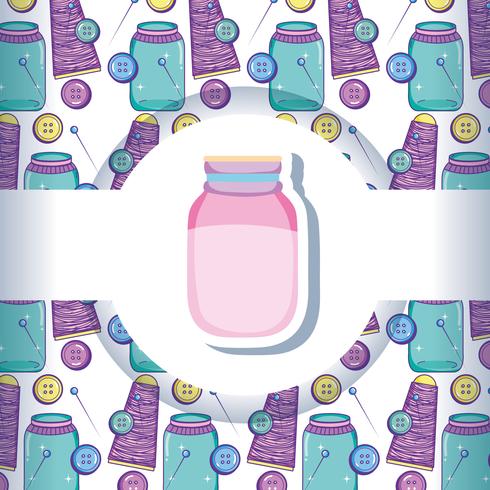 Mason jar with crafts pattern background vector
