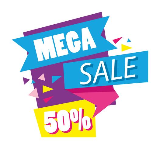 Mega sale discounts poster memphis style vector