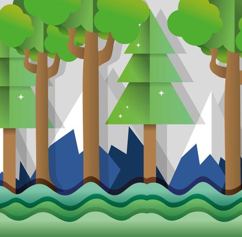 Paper art forest vector