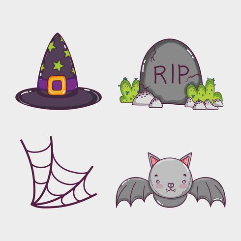 Set of halloween cartoons vector