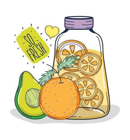 Jugo tan fresco de frutas. vector