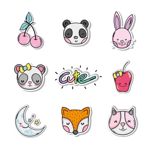 Set of cute cartoons vector