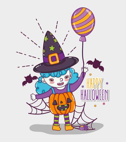 Feliz tarjeta de dibujos animados de halloween vector