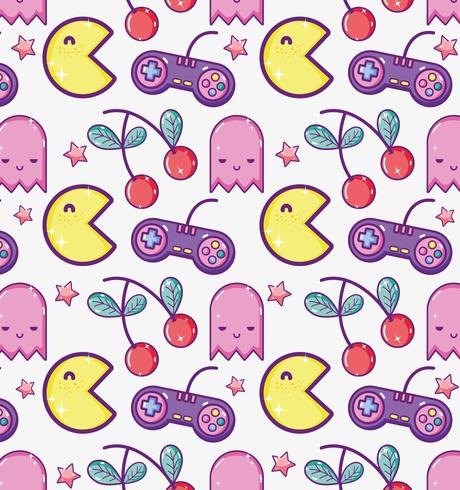 Videogame cartoons pattern background vector