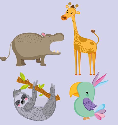 Cute wildlife animals vector