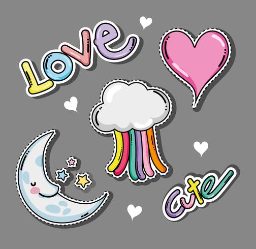 Set of cute and lovely cartoons vector