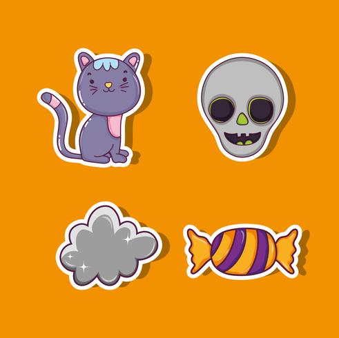 Set of halloween cartoons vector