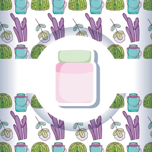 Mason jar with pattern background vector