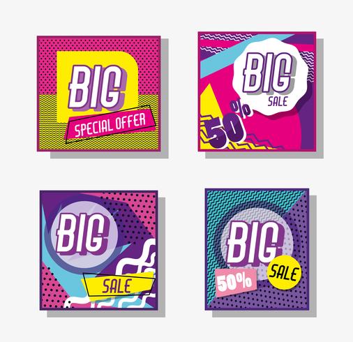 Set of big sale shopping poster vector