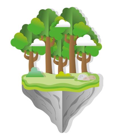 Paper art forest vector