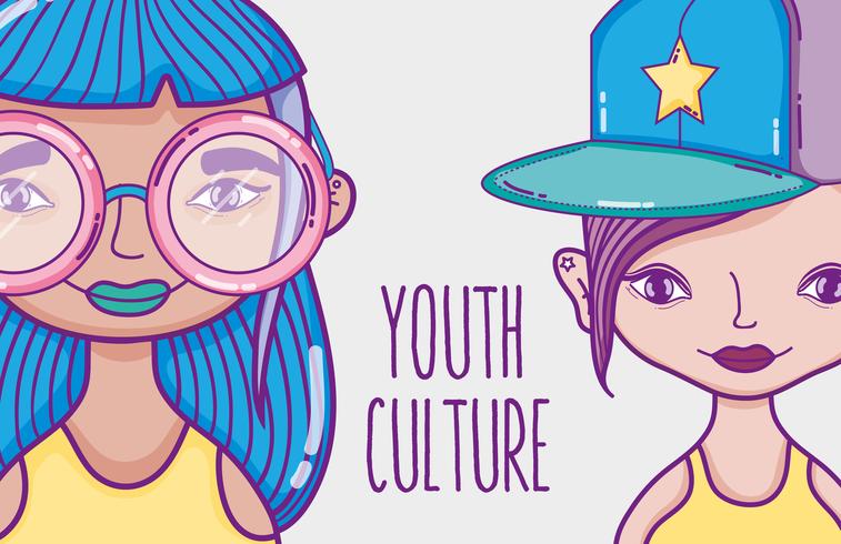 Youth culture millenial womens cartoon vector