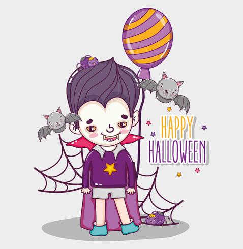 Feliz tarjeta de dibujos animados de halloween vector