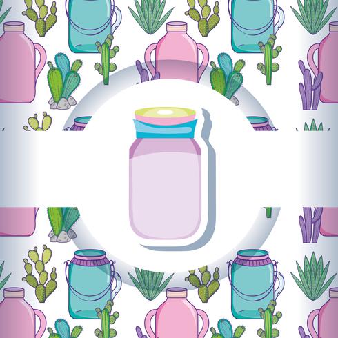 Mason jar with pattern background vector