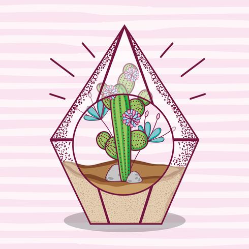 Plant inside Polyhedron glass vector