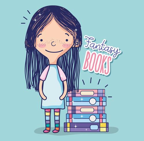 Linda chica con libros vector