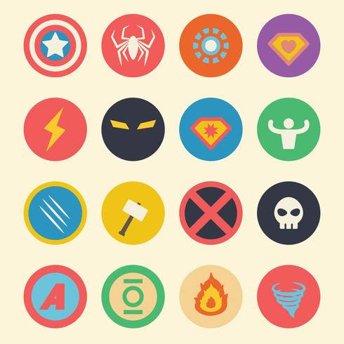 superhero flat icons vector