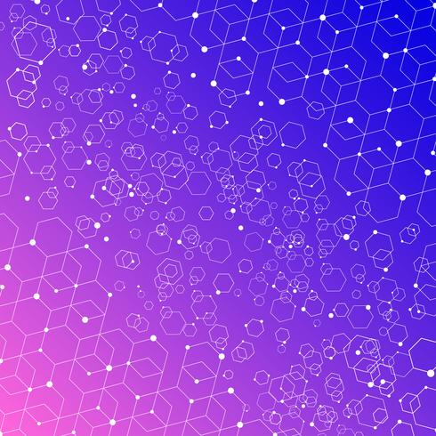 Abstract technology connection structure elements on colorful background. vector