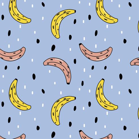 Cute seamless pattern with pink and yellow bananas vector